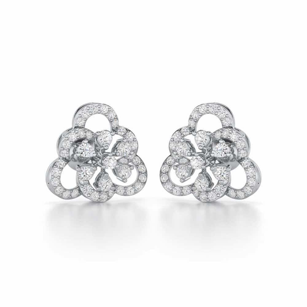 Posh Prism Silver Earrings - White Gold - Image 1