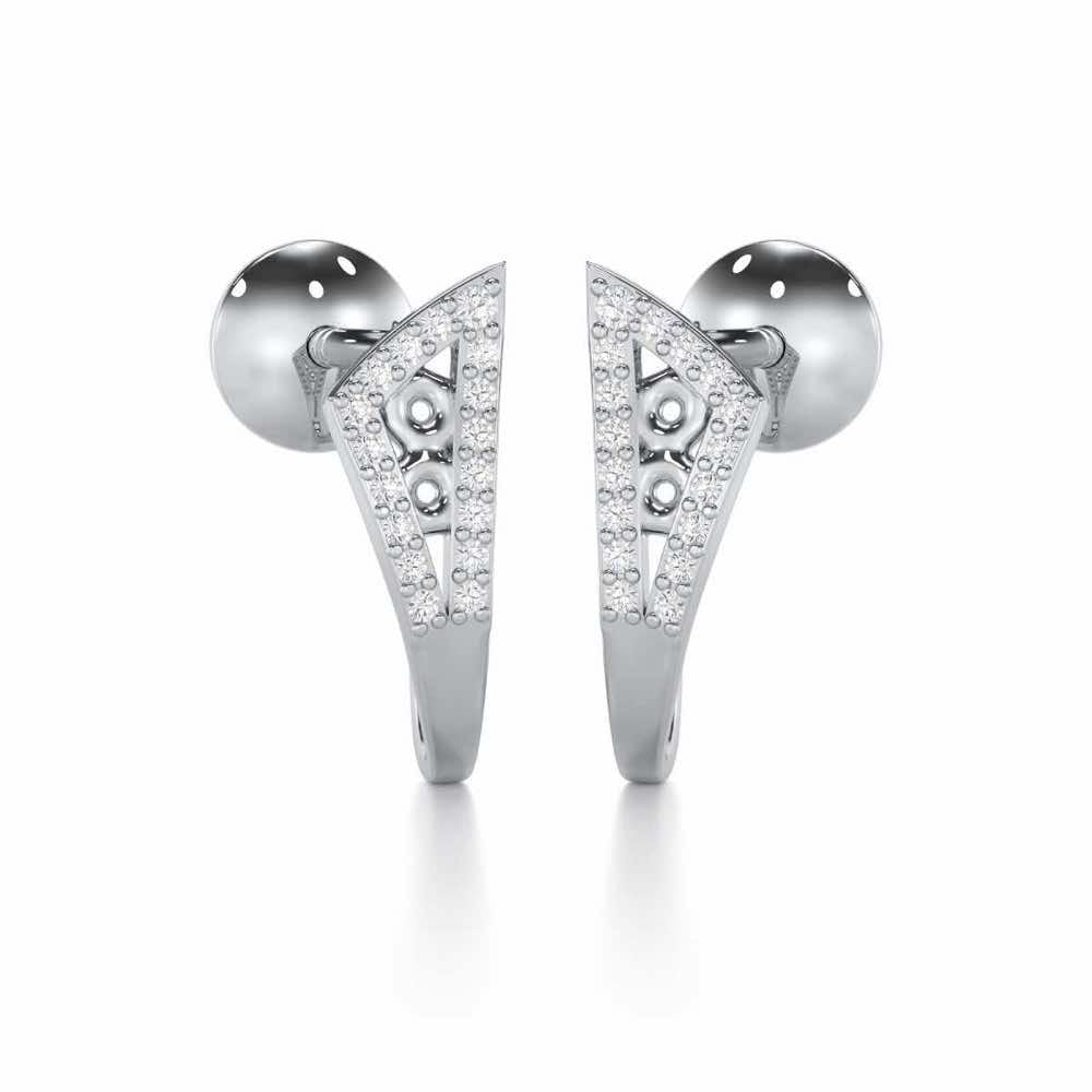 Pour Serenity Silver Stud Earrings - White Gold - Image 2