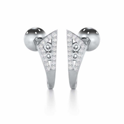 Pour Serenity Silver Stud Earrings - White Gold - Image 2