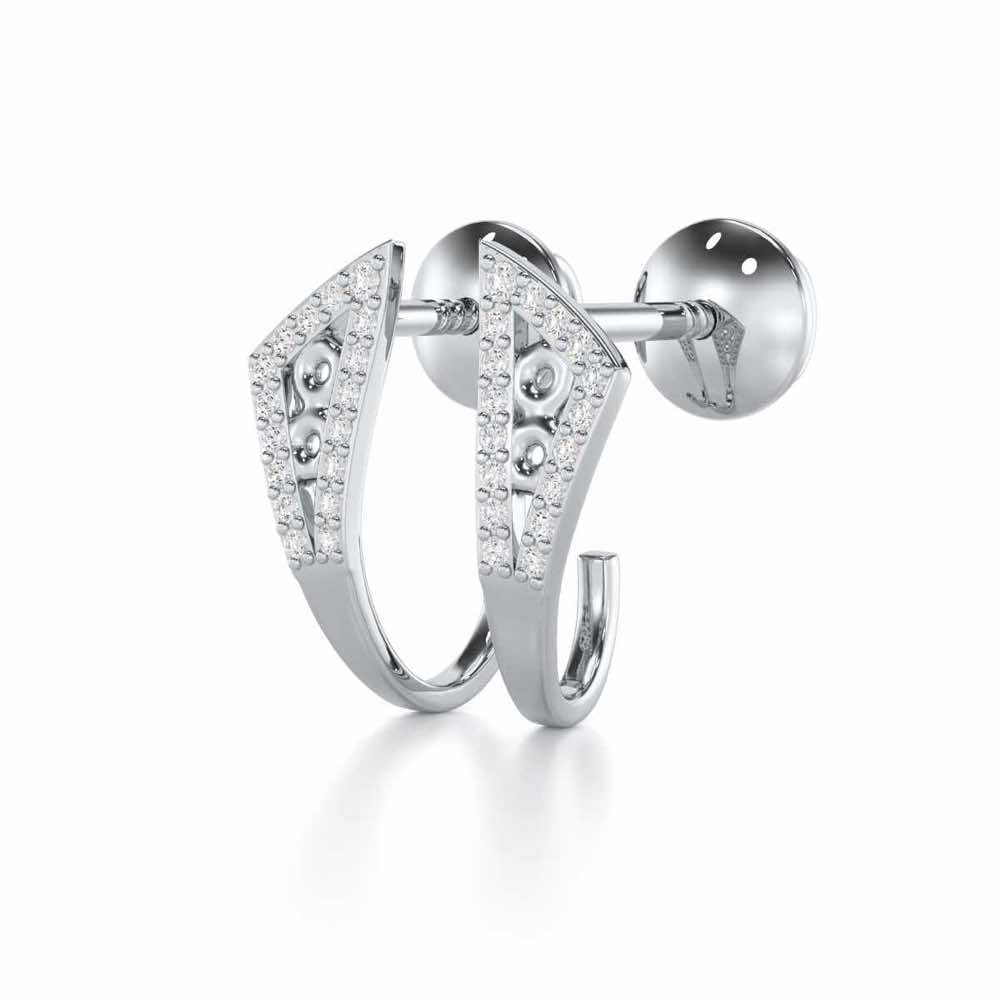 Pour Serenity Silver Stud Earrings - White Gold - Image 3