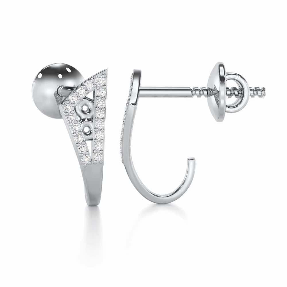 Pour Serenity Silver Stud Earrings - White Gold - Image 4