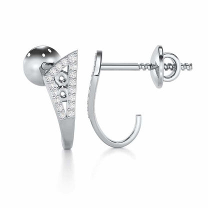 Pour Serenity Silver Stud Earrings - White Gold - Image 4
