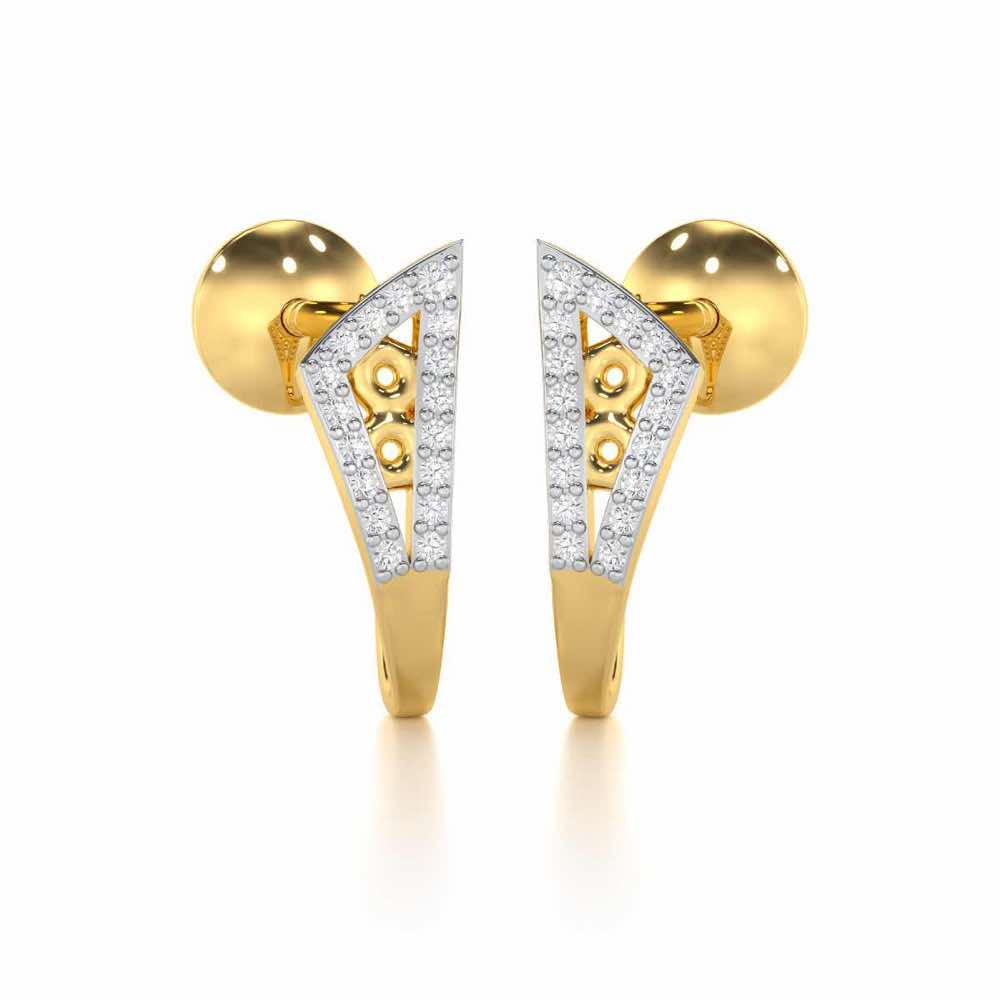 Pour Serenity Silver Stud Earrings - Yellow Gold - Image 2