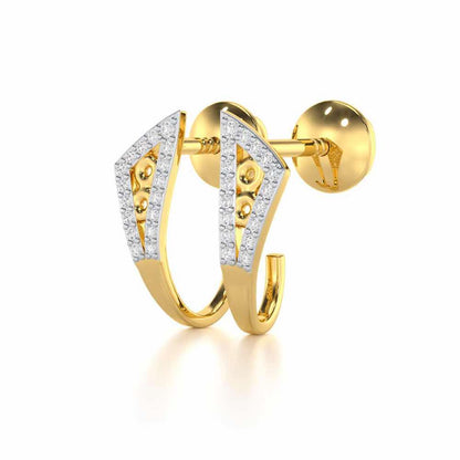 Pour Serenity Silver Stud Earrings - Yellow Gold - Image 3