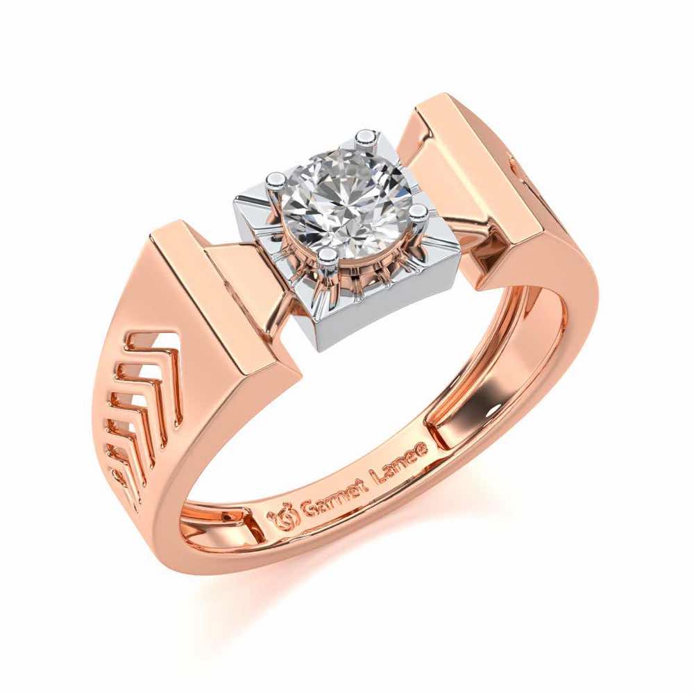 Prahalad Solitaire Ring For Men - Rose Gold - Image 1