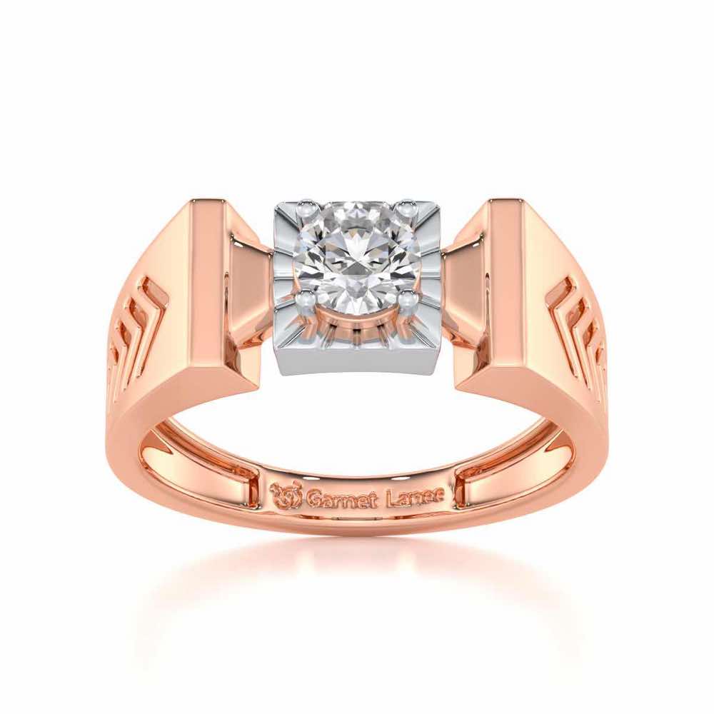 Prahalad Solitaire Ring For Men - Rose Gold - Image 2