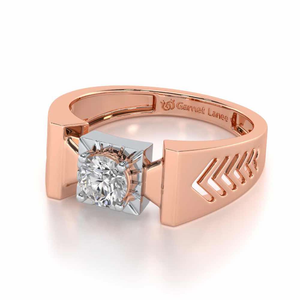 Prahalad Solitaire Ring For Men - Rose Gold - Image 3