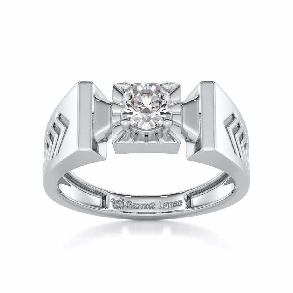 Prahalad Solitaire Ring For Men - White Gold - Image 2
