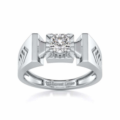Prahalad Solitaire Ring For Men - White Gold - Image 2