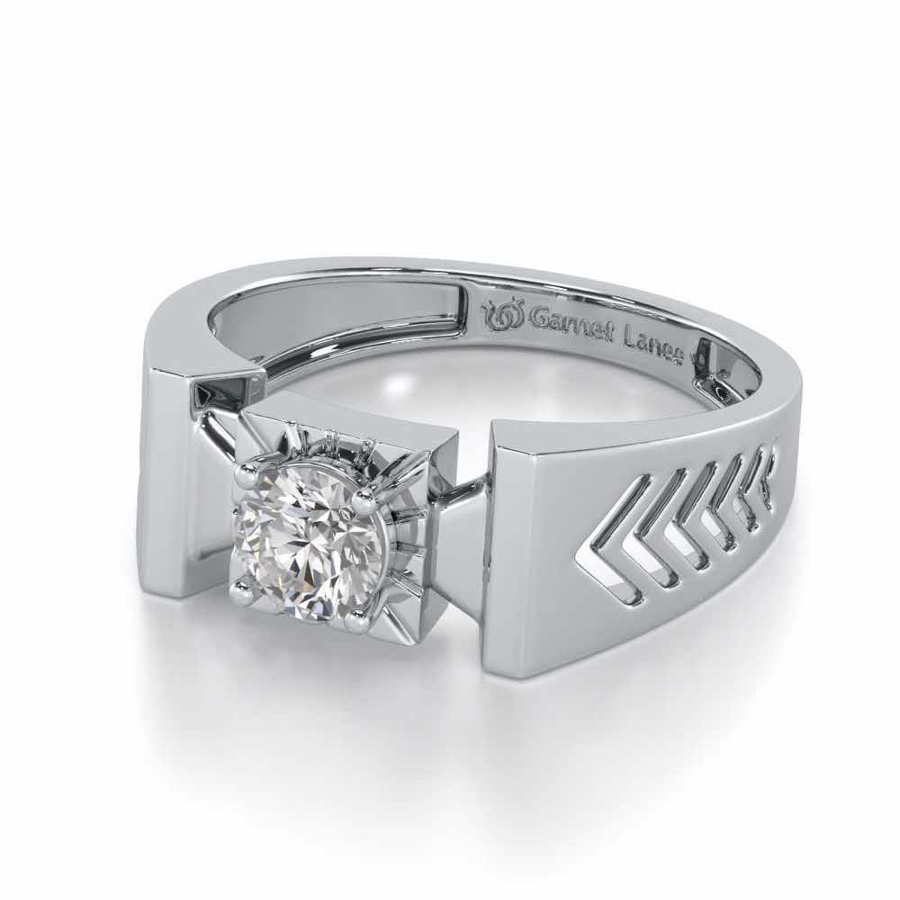 Prahalad Solitaire Ring For Men - White Gold - Image 3