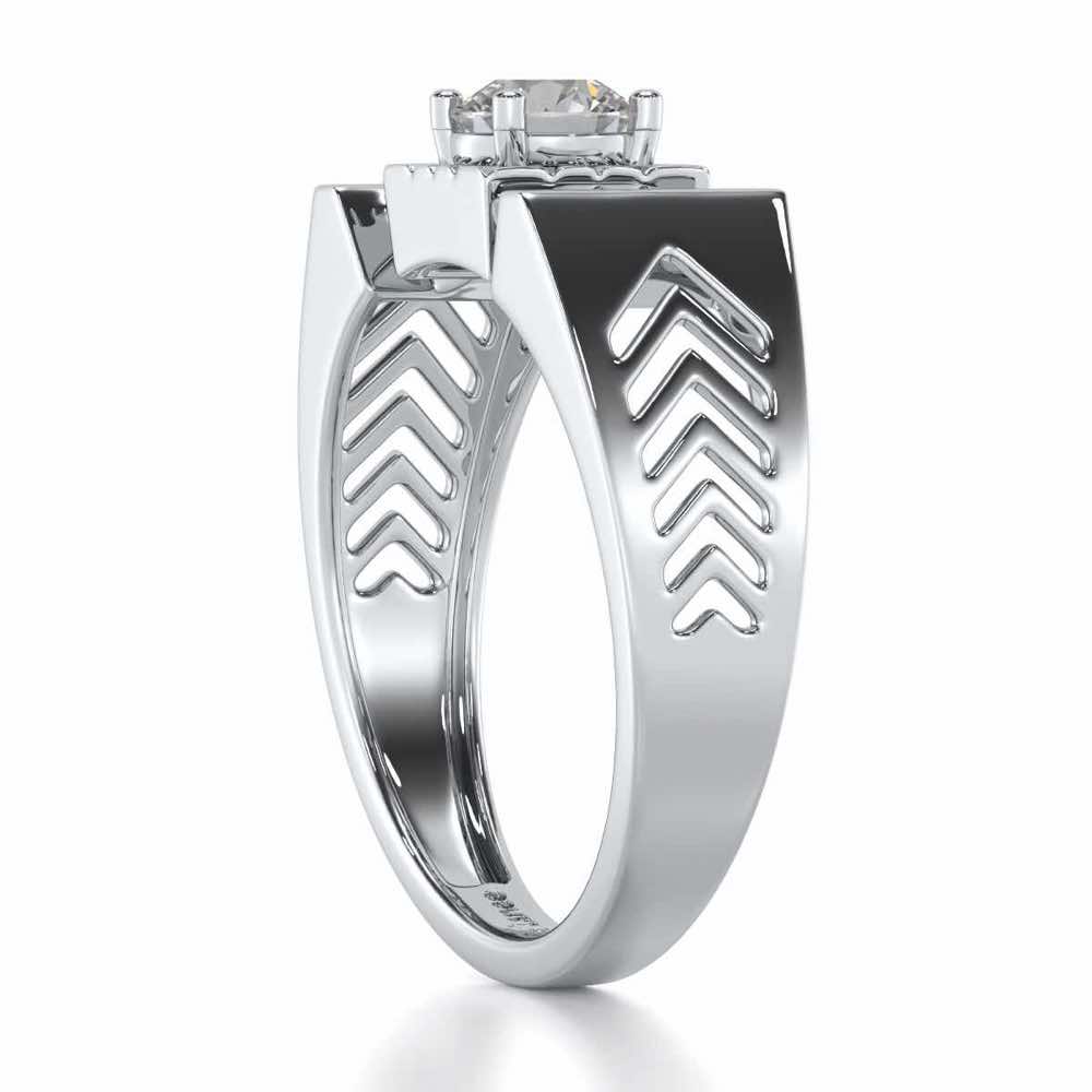 Prahalad Solitaire Ring For Men - White Gold - Image 4