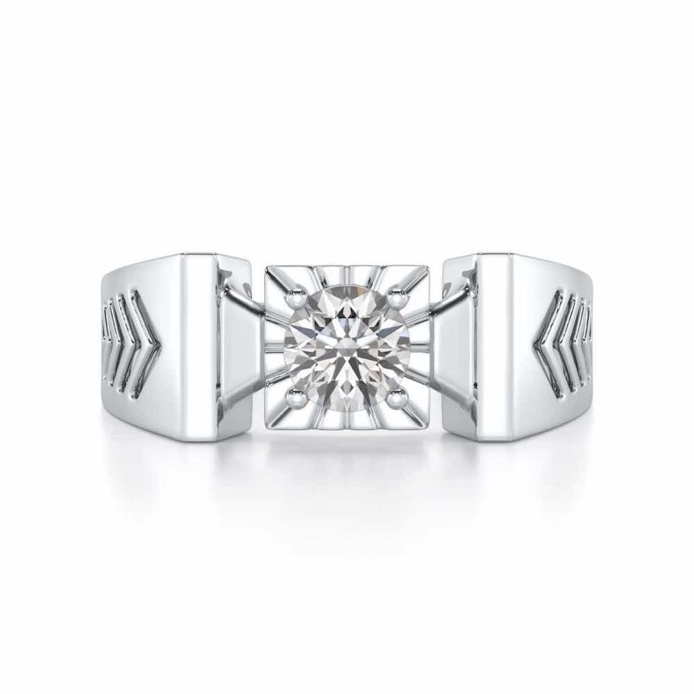 Prahalad Solitaire Ring For Men - White Gold - Image 5