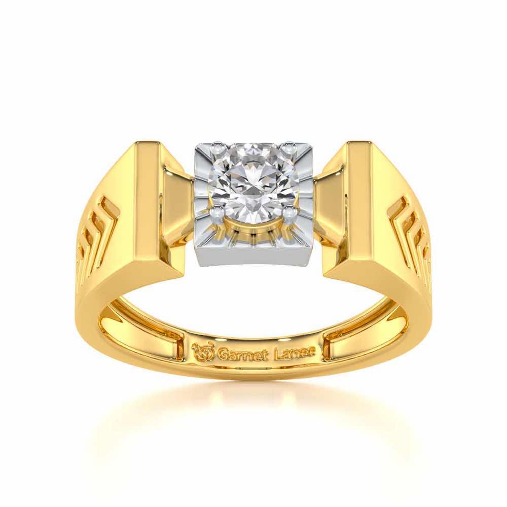 Prahalad Solitaire Ring For Men - Yellow Gold - Image 2
