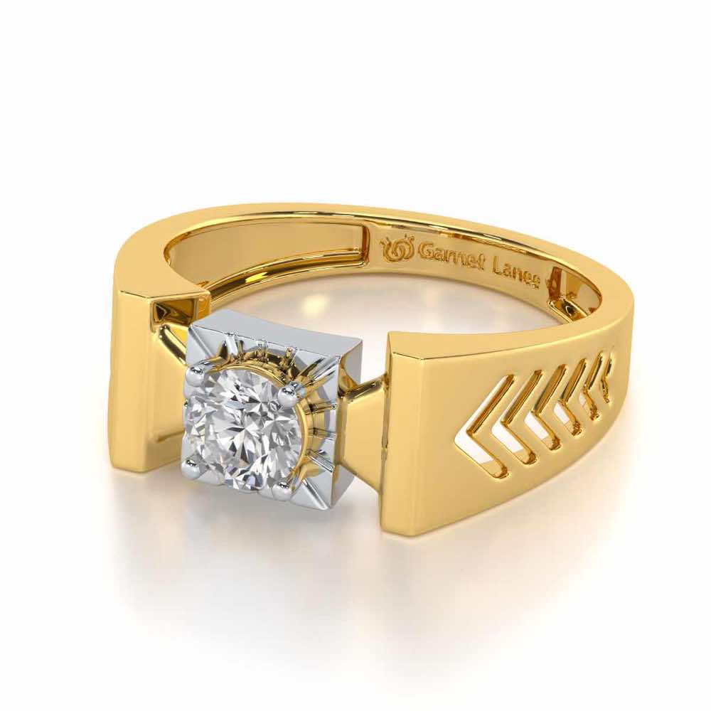 Prahalad Solitaire Ring For Men - Yellow Gold - Image 3