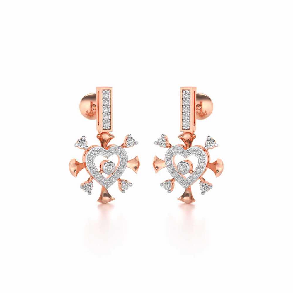Praise Heart Silver Earrings - Rose Gold - Image 2