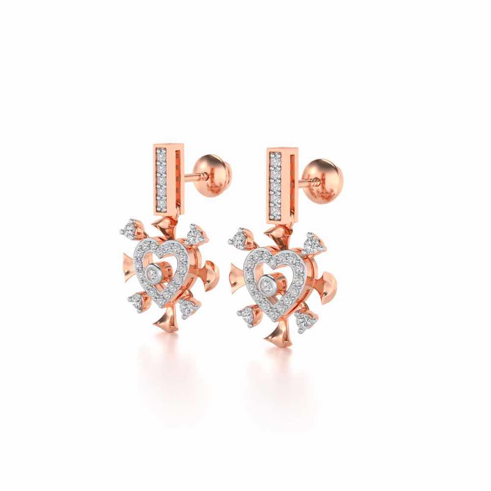 Praise Heart Silver Earrings - Rose Gold - Image 3