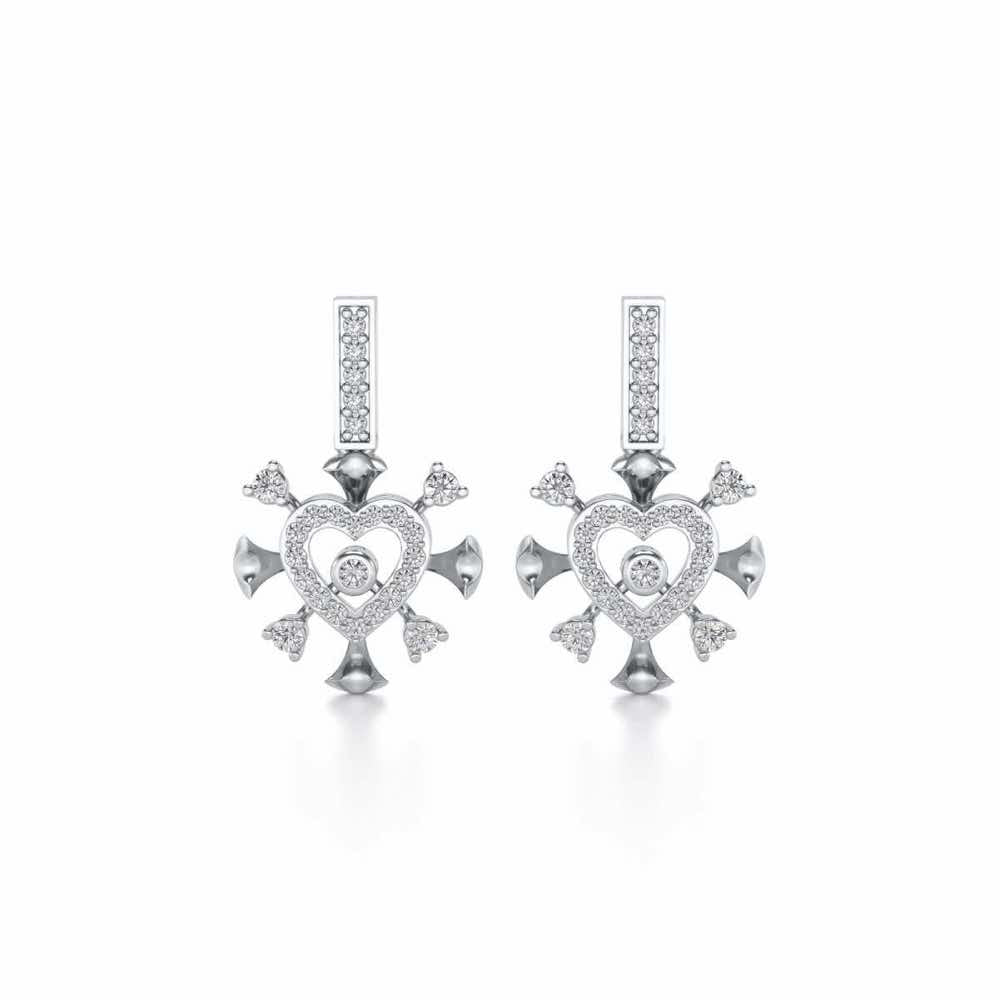 Praise Heart Silver Earrings - White Gold - Image 1