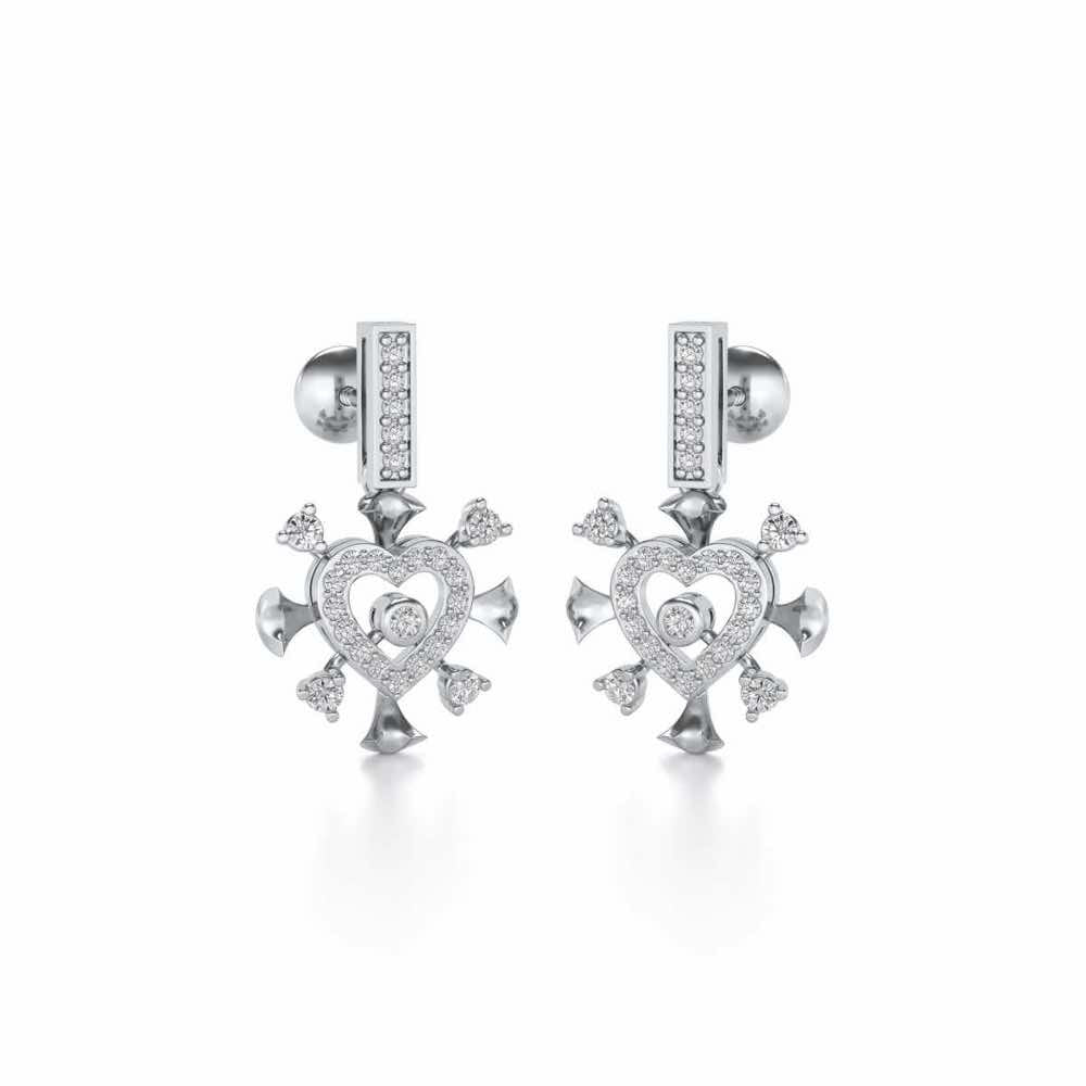 Praise Heart Silver Earrings - White Gold - Image 2