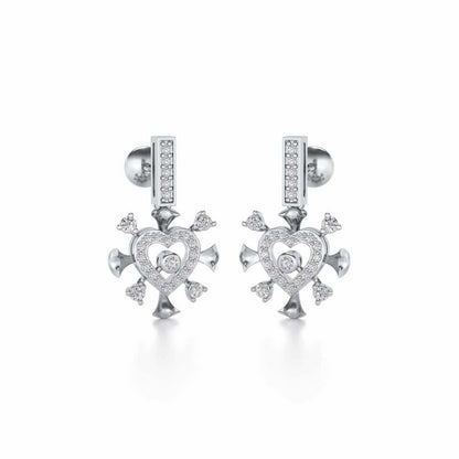 Praise Heart Silver Earrings - White Gold - Image 2