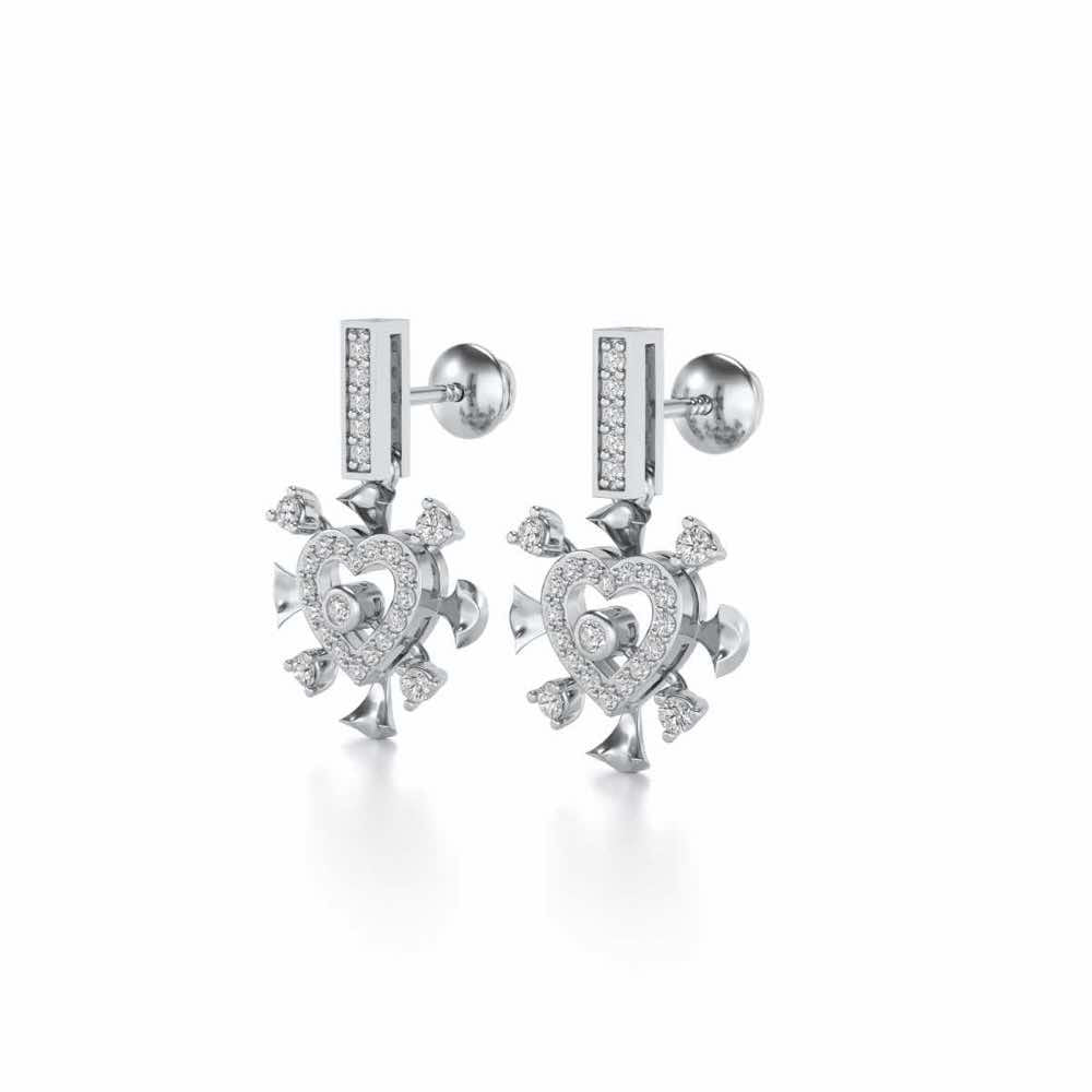 Praise Heart Silver Earrings - White Gold - Image 3