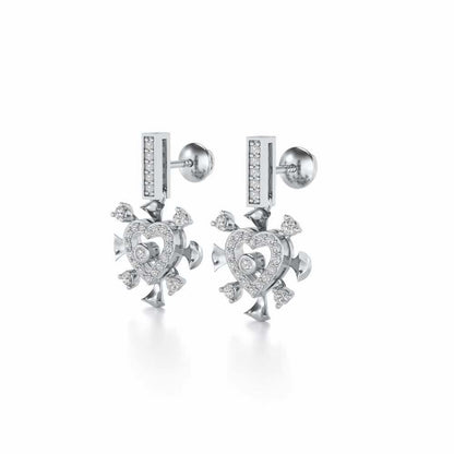 Praise Heart Silver Earrings - White Gold - Image 3
