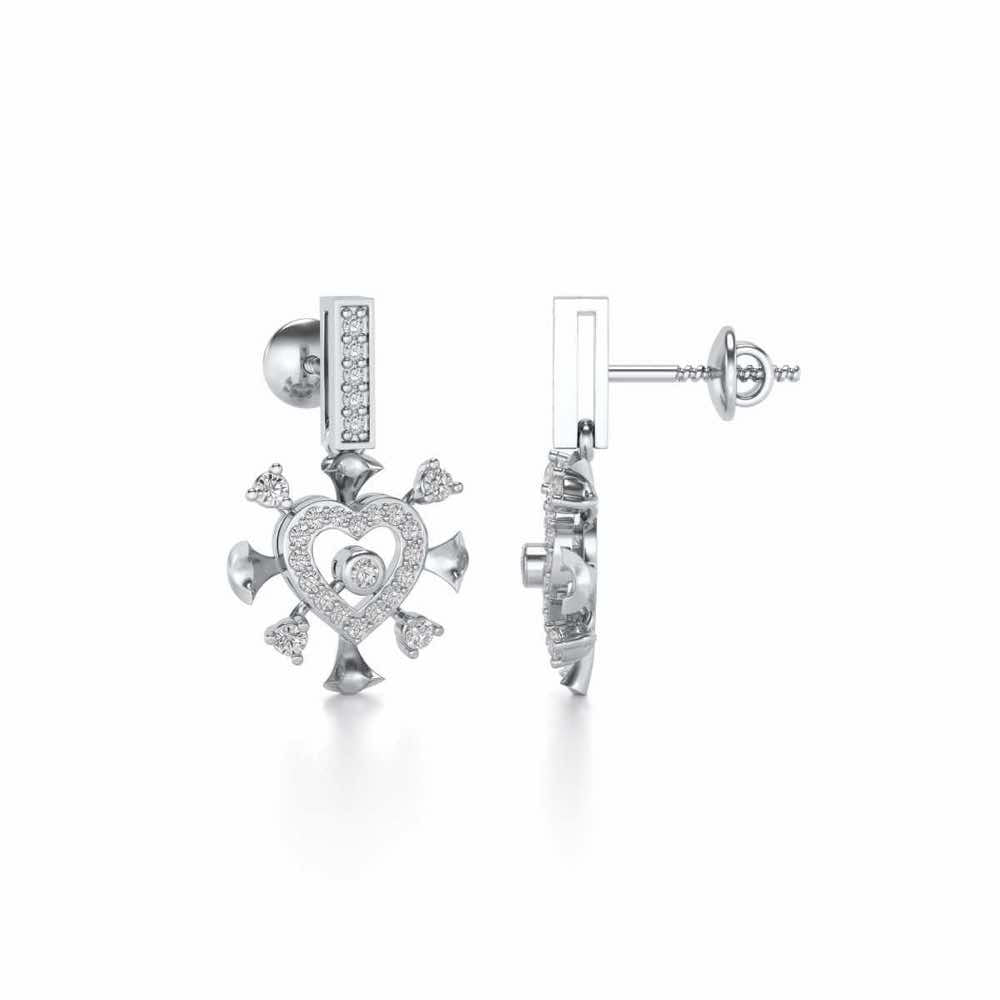Praise Heart Silver Earrings - White Gold - Image 4