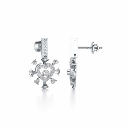 Praise Heart Silver Earrings - White Gold - Image 4