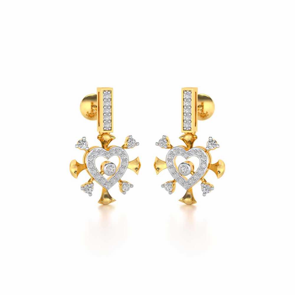 Praise Heart Silver Earrings - Yellow Gold - Image 2