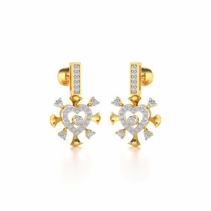 Praise Heart Silver Earrings - Yellow Gold - Image 2
