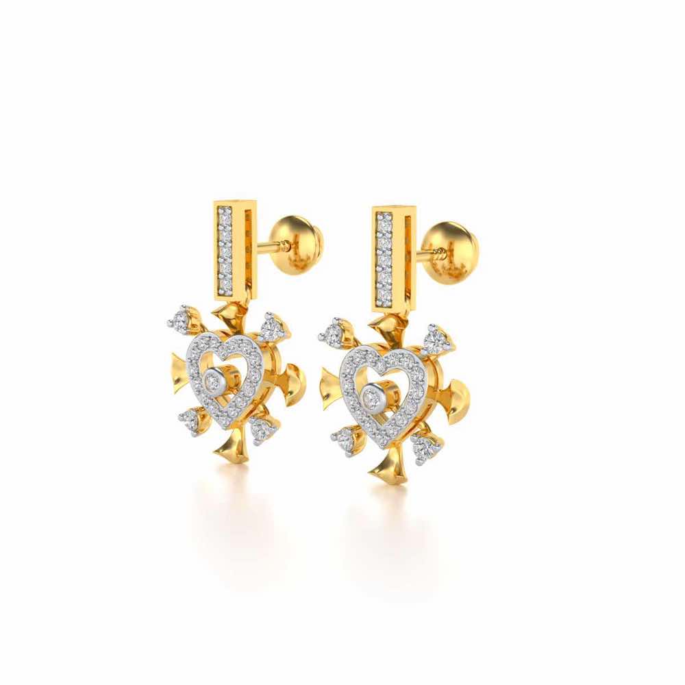 Praise Heart Silver Earrings - Yellow Gold - Image 3