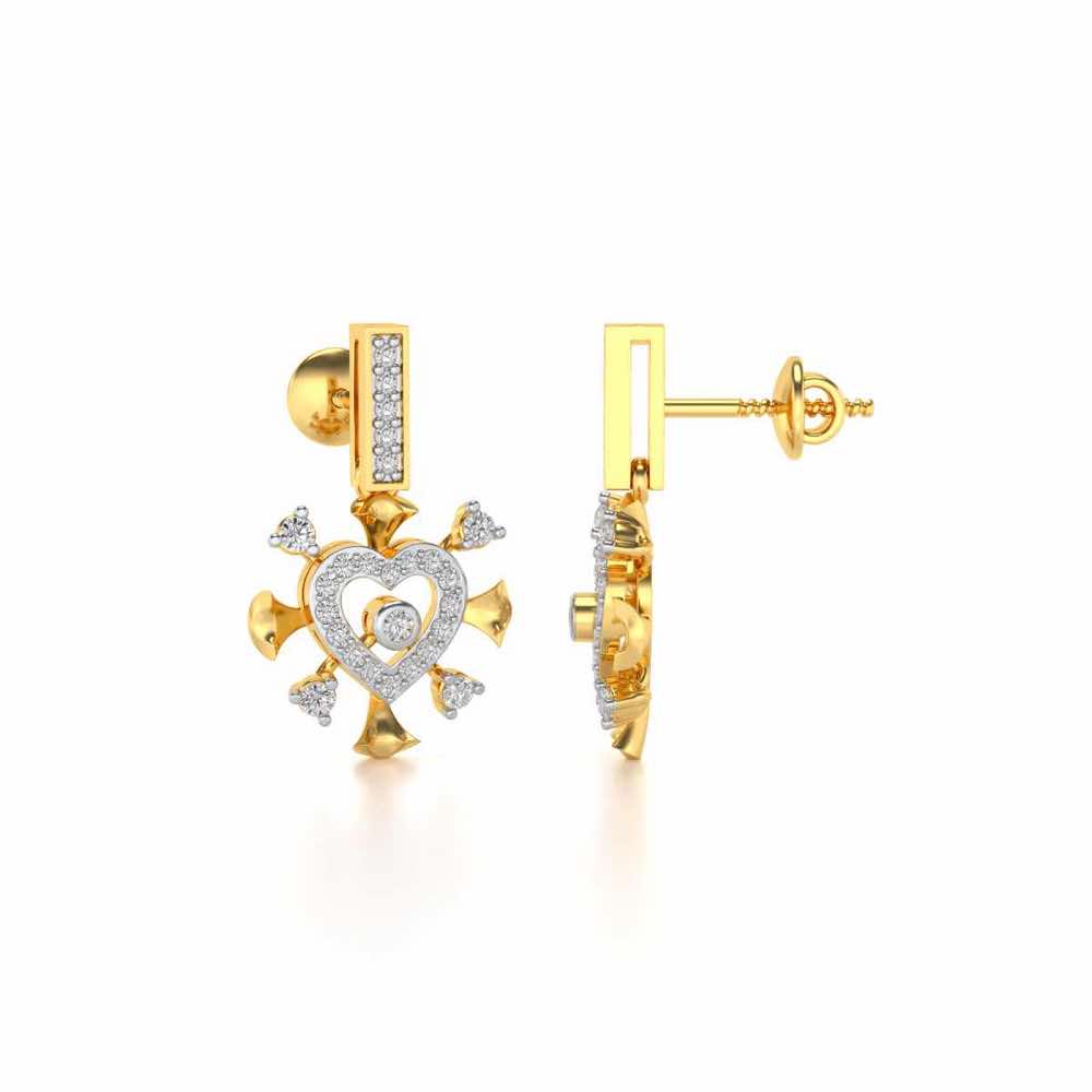 Praise Heart Silver Earrings - Yellow Gold - Image 4