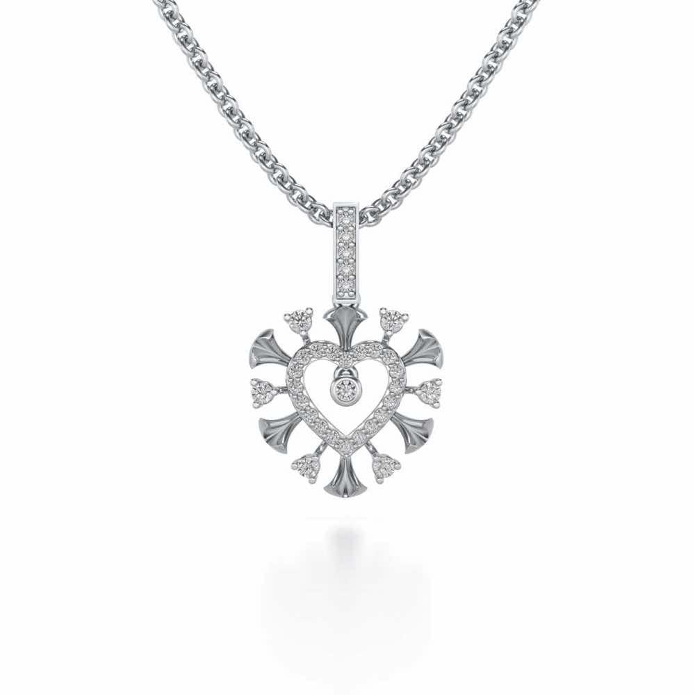 Praise Heart Silver Pendant - White Gold - Image 1