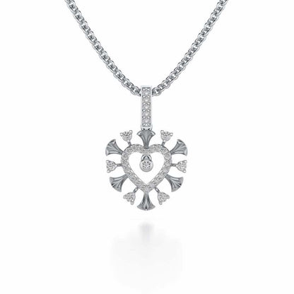 Praise Heart Silver Pendant - White Gold - Image 1