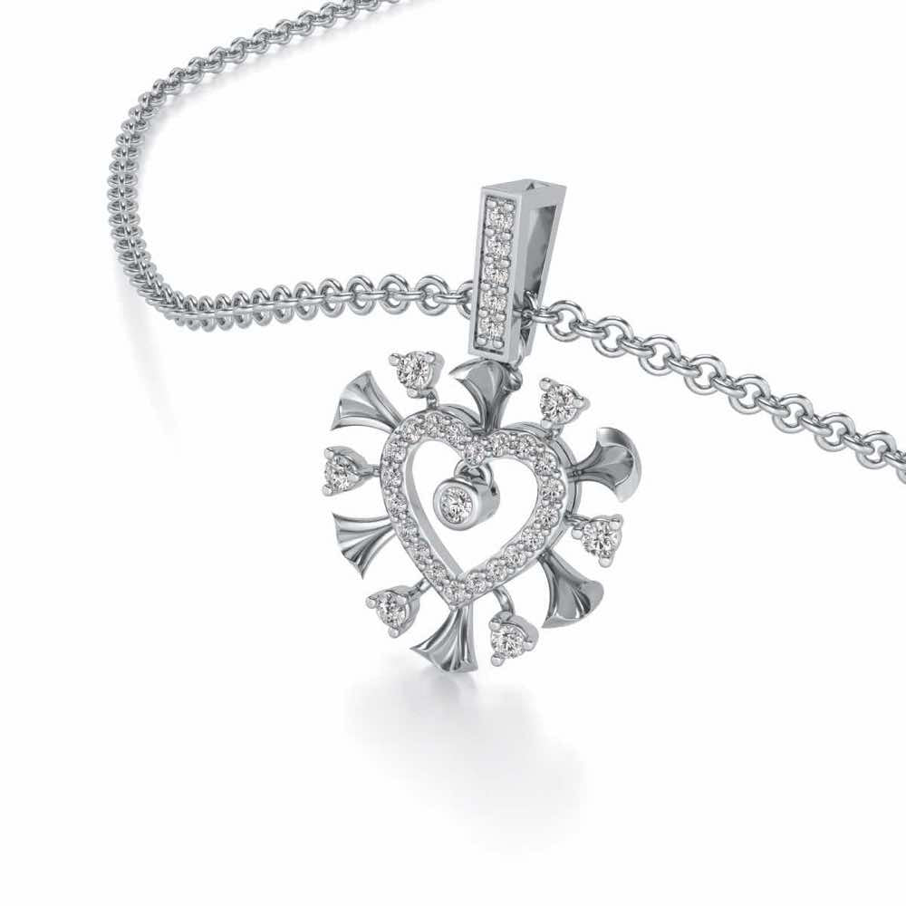 Praise Heart Silver Pendant - White Gold - Image 2