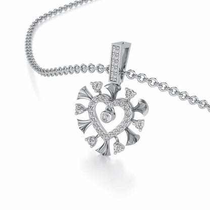 Praise Heart Silver Pendant - White Gold - Image 2