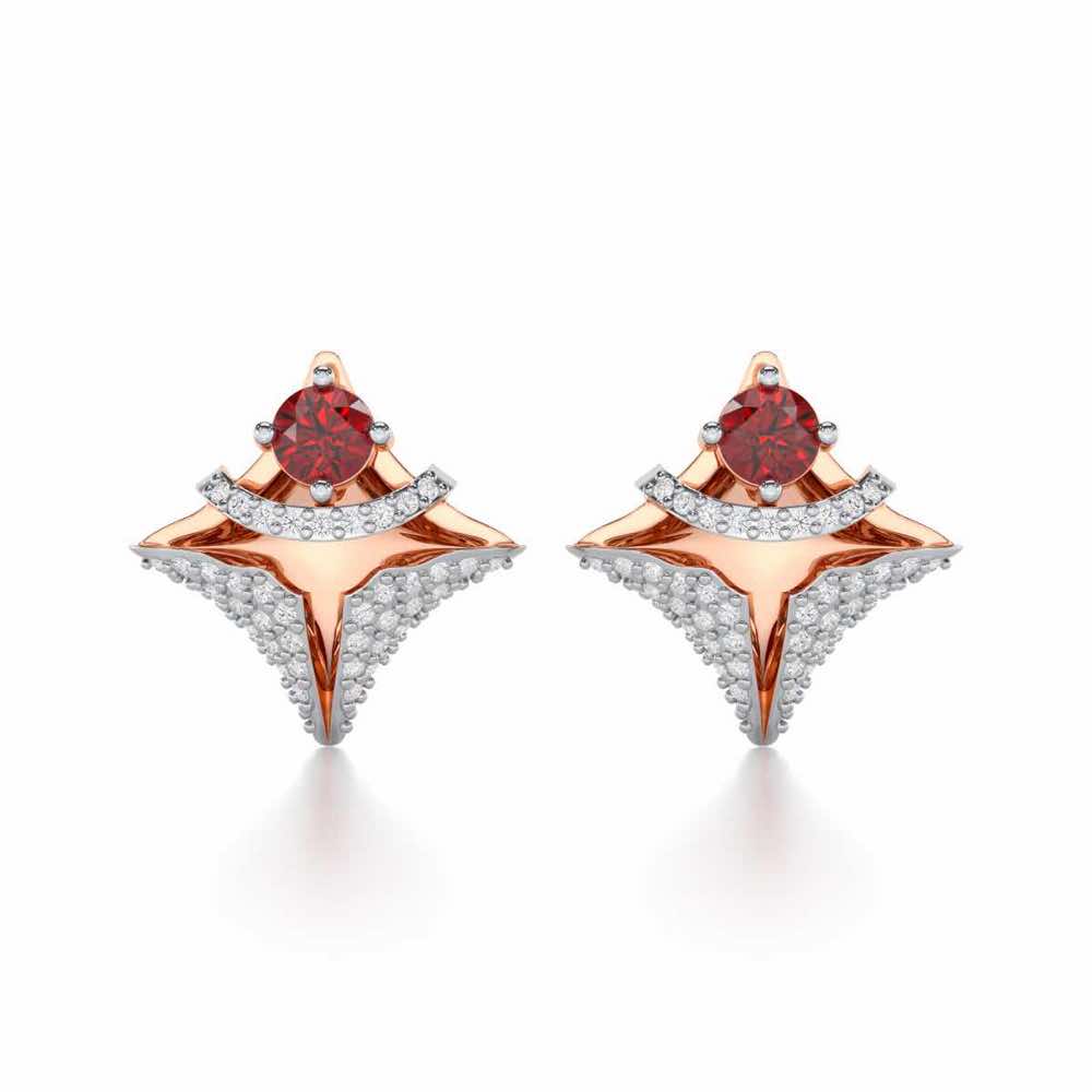 Precious Paradise Garnet Silver Earrings - Rose Gold - Image 1