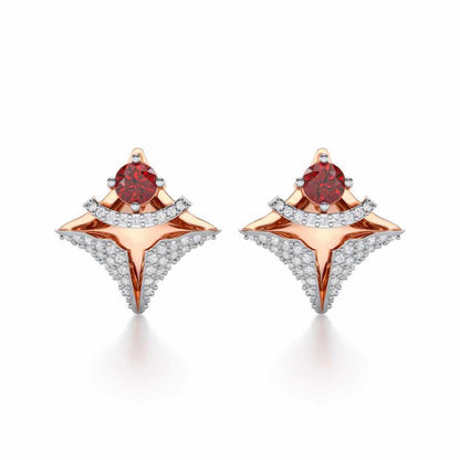 Precious Paradise Garnet Silver Earrings - Rose Gold - Image 1