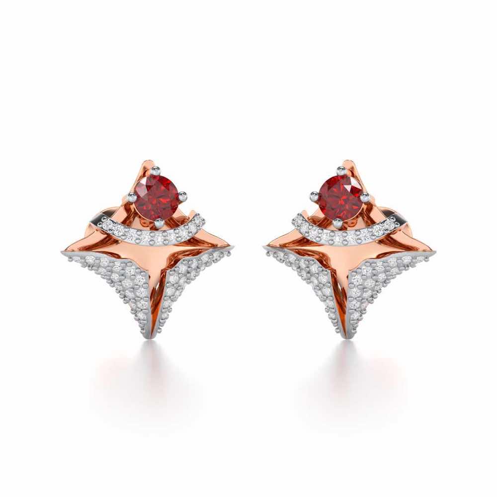 Precious Paradise Garnet Silver Earrings - Rose Gold - Image 2