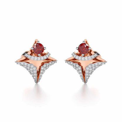Precious Paradise Garnet Silver Earrings - Rose Gold - Image 2