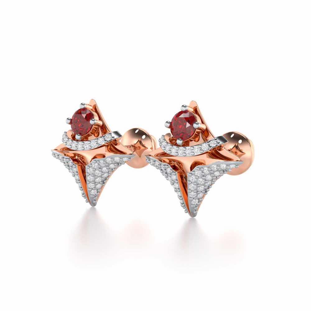 Precious Paradise Garnet Silver Earrings - Rose Gold - Image 3