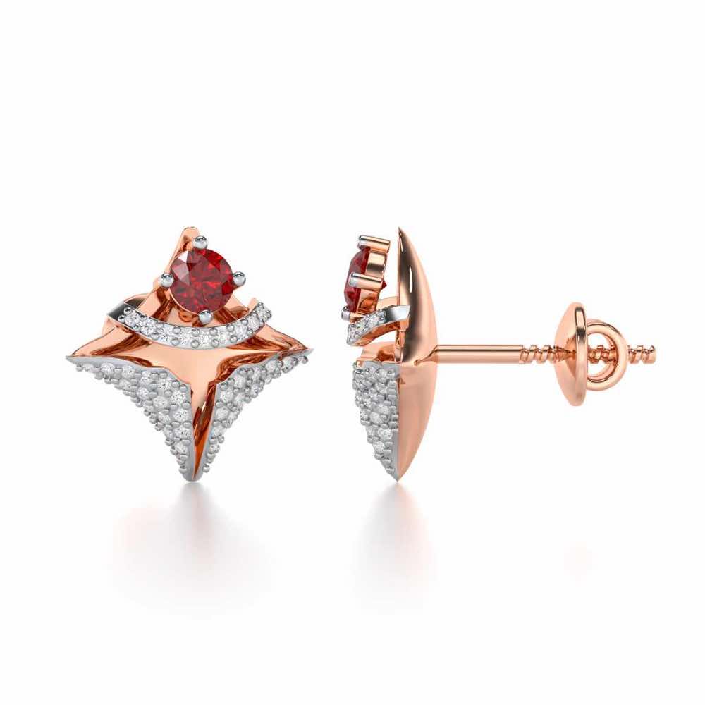 Precious Paradise Garnet Silver Earrings - Rose Gold - Image 4
