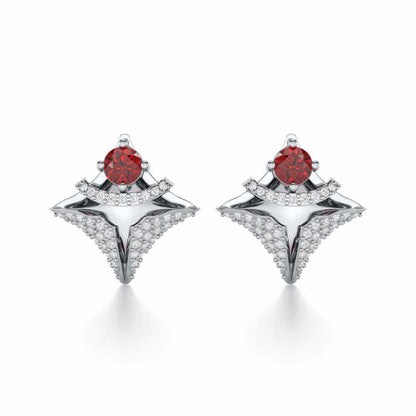 Precious Paradise Garnet Silver Earrings - White Gold - Image 1