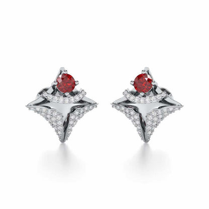Precious Paradise Garnet Silver Earrings - White Gold - Image 2