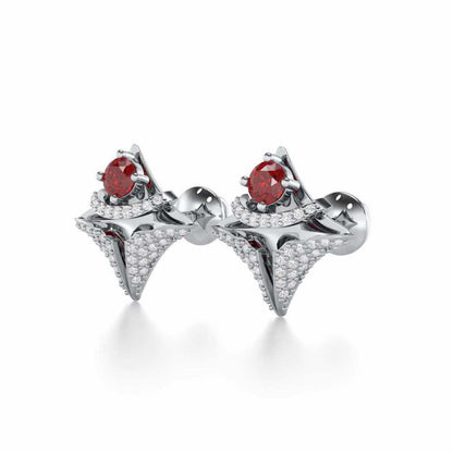 Precious Paradise Garnet Silver Earrings - White Gold - Image 3