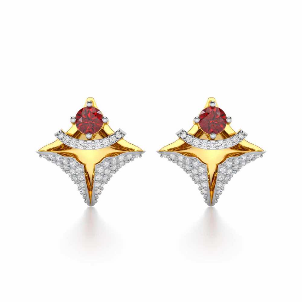 Precious Paradise Garnet Silver Earrings - Yellow Gold - Image 1