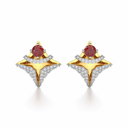 Precious Paradise Garnet Silver Earrings - Yellow Gold - Image 1