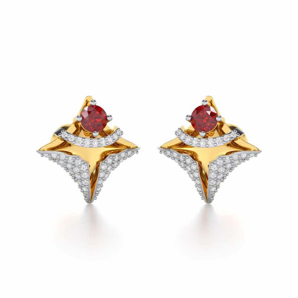 Precious Paradise Garnet Silver Earrings - Yellow Gold - Image 2