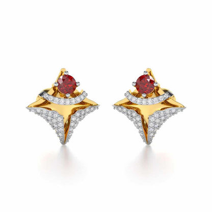 Precious Paradise Garnet Silver Earrings - Yellow Gold - Image 2