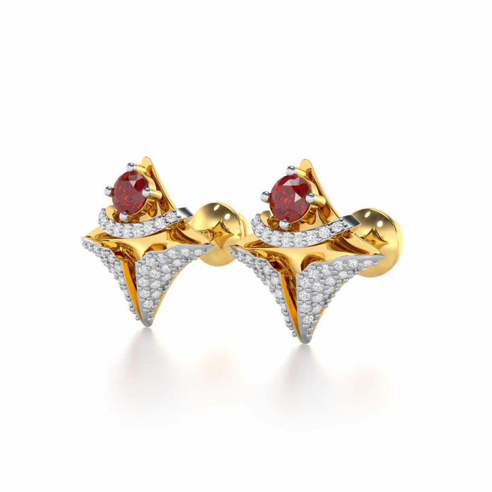 Precious Paradise Garnet Silver Earrings - Yellow Gold - Image 3