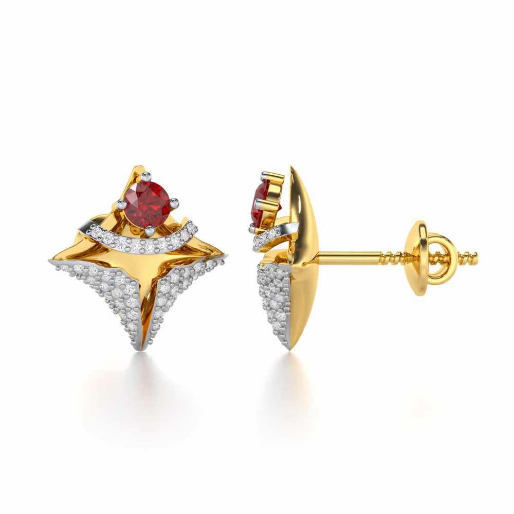 Precious Paradise Garnet Silver Earrings - Yellow Gold - Image 4